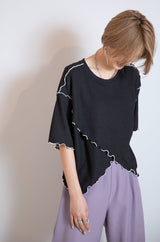 配色メローアシメプルオーバー