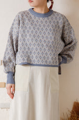 ダイヤ柄ニットショートプルオーバー
