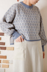 ダイヤ柄ニットショートプルオーバー