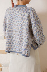 ダイヤ柄ニットショートプルオーバー