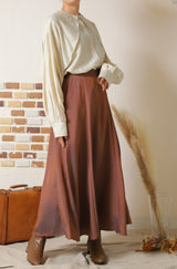 シャンブレーマキシフレアスカート