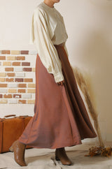 シャンブレーマキシフレアスカート