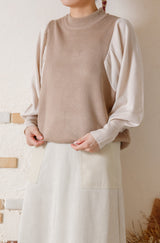 配色ニットタートルプルオーバー