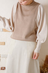 配色ニットタートルプルオーバー