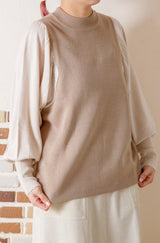 配色ニットタートルプルオーバー