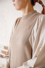 配色ニットタートルプルオーバー