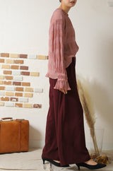 シフォンジョーゼットプリーツブラウス