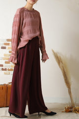 シフォンジョーゼットプリーツブラウス