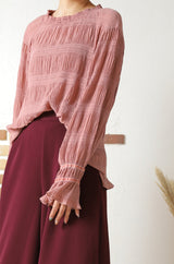 シフォンジョーゼットプリーツブラウス