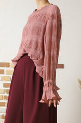 シフォンジョーゼットプリーツブラウス