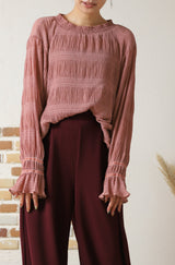 シフォンジョーゼットプリーツブラウス