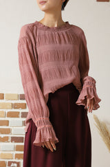 シフォンジョーゼットプリーツブラウス