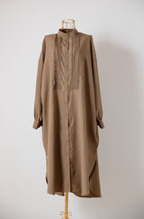 ピンタックブザムカラーシャツワンピース