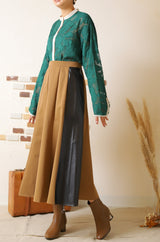 レザー切替フレアスカート