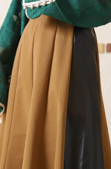 レザー切替フレアスカート