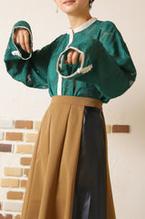 シアージャガードバイカラーブラウス