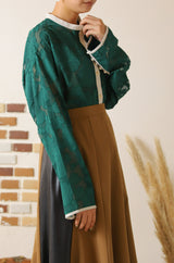 シアージャガードバイカラーブラウス