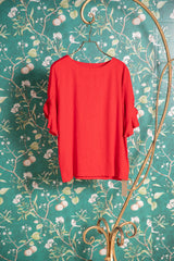 フリル袖リネンブラウス