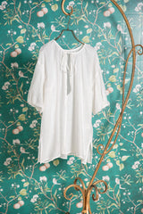 シアサッカーボリュームブラウス