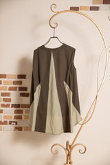 異素材切替ノースリプルオーバー