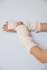 リブ編みアームウォーマー