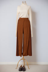 ジャガード切替サイドプリーツパンツ