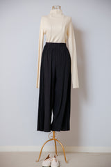 ジャガード切替サイドプリーツパンツ