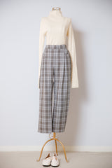 チェックテーパードパンツ