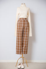 チェックテーパードパンツ