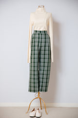 チェックテーパードパンツ