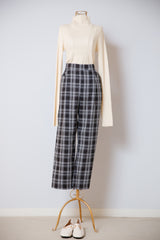 チェックテーパードパンツ