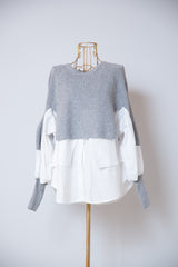 ニットレイヤード風プルオーバー