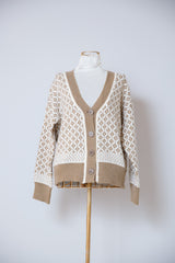 パネル幾何柄カーディガン