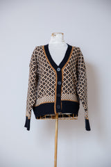 パネル幾何柄カーディガン
