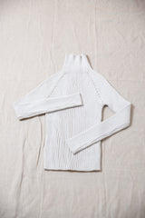 リブニットシームレスタートルプルオーバー