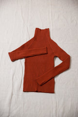 リブニットシームレスタートルプルオーバー