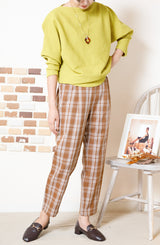 チェックテーパードパンツ