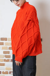 総柄ケーブルプルオーバー