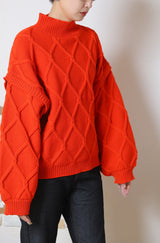 総柄ケーブルプルオーバー