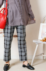 チェックテーパードパンツ