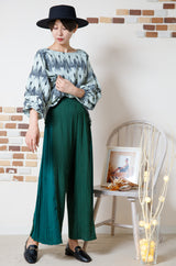 ジャガード切替サイドプリーツパンツ