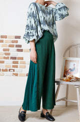 ジャガード切替サイドプリーツパンツ