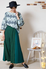 ジャガード切替サイドプリーツパンツ