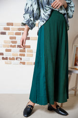 ジャガード切替サイドプリーツパンツ