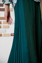 ジャガード切替サイドプリーツパンツ