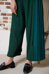 ジャガード切替サイドプリーツパンツ