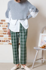 チェックテーパードパンツ