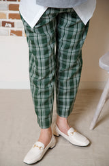 チェックテーパードパンツ