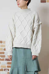 総柄ケーブルプルオーバー