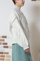 総柄ケーブルプルオーバー